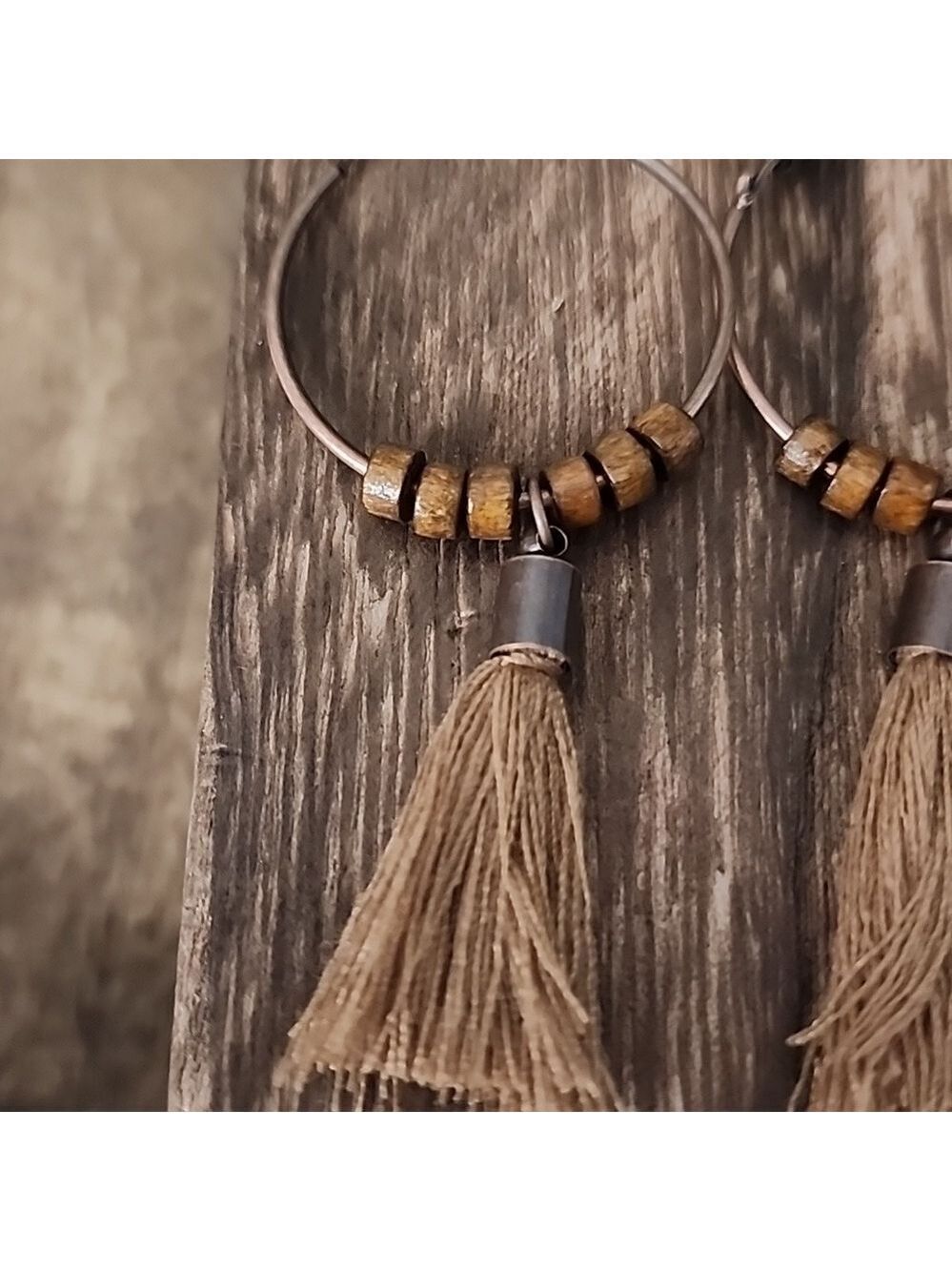 Boho Beaded Hoops Copper - Picture 2 of 3